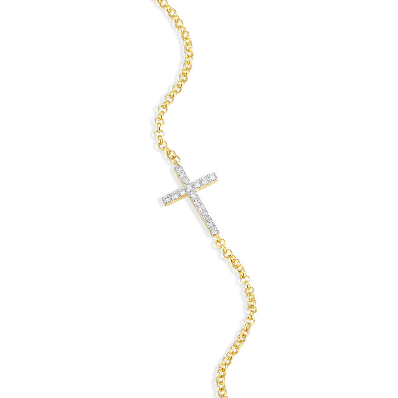 Lab Grown Diamond Cross Bracelet in Gold Plated Sterling Silver image number null